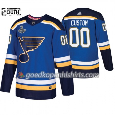 St. Louis Blues Custom Adidas 2019 Stanley Cup Champions Royal Authentic Shirt - Kinderen